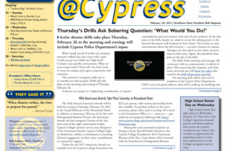 February 20, 2015 @Cypress Newsletter from Dr. Simpson