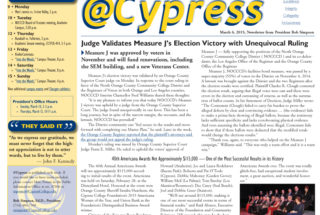 @Cypress March 6, 2015, Newsletter from Dr. Simpson