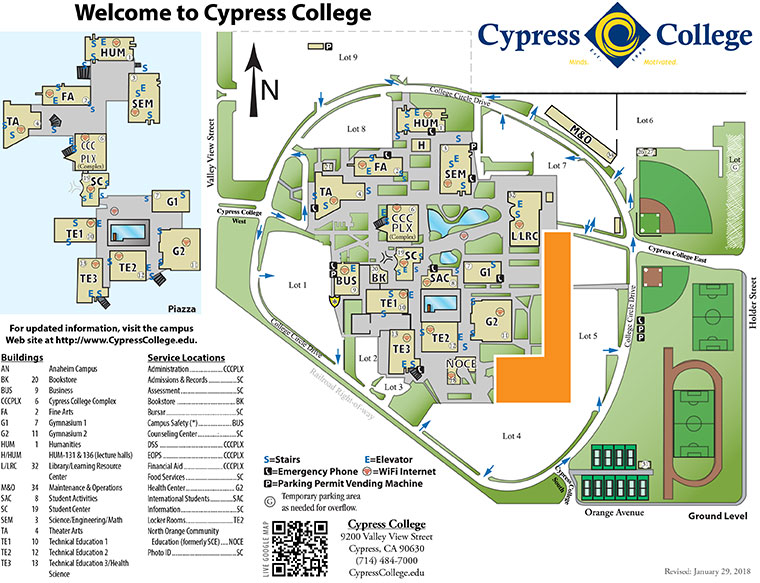 Campus map directions cypress college