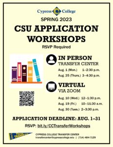 CSU Application Workshops flyer