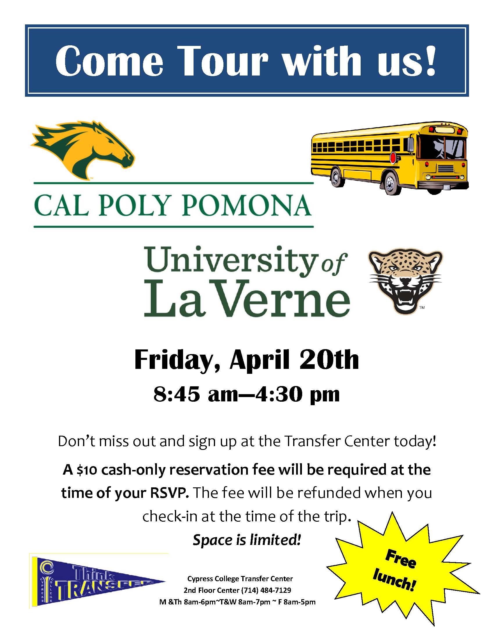 Bus tour to Cal Poly Pomona flyer