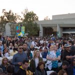 Crowd of excited guests at commencement.