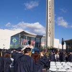 Graduates being seated at commencement.