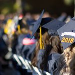 View of graduation caps.