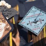 Decorated graduation caps.