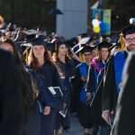 Students walking the commencement processional..