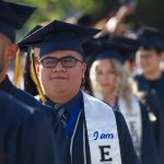 Students walking the commencement processional.