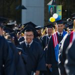 Students walking the commencement processional.