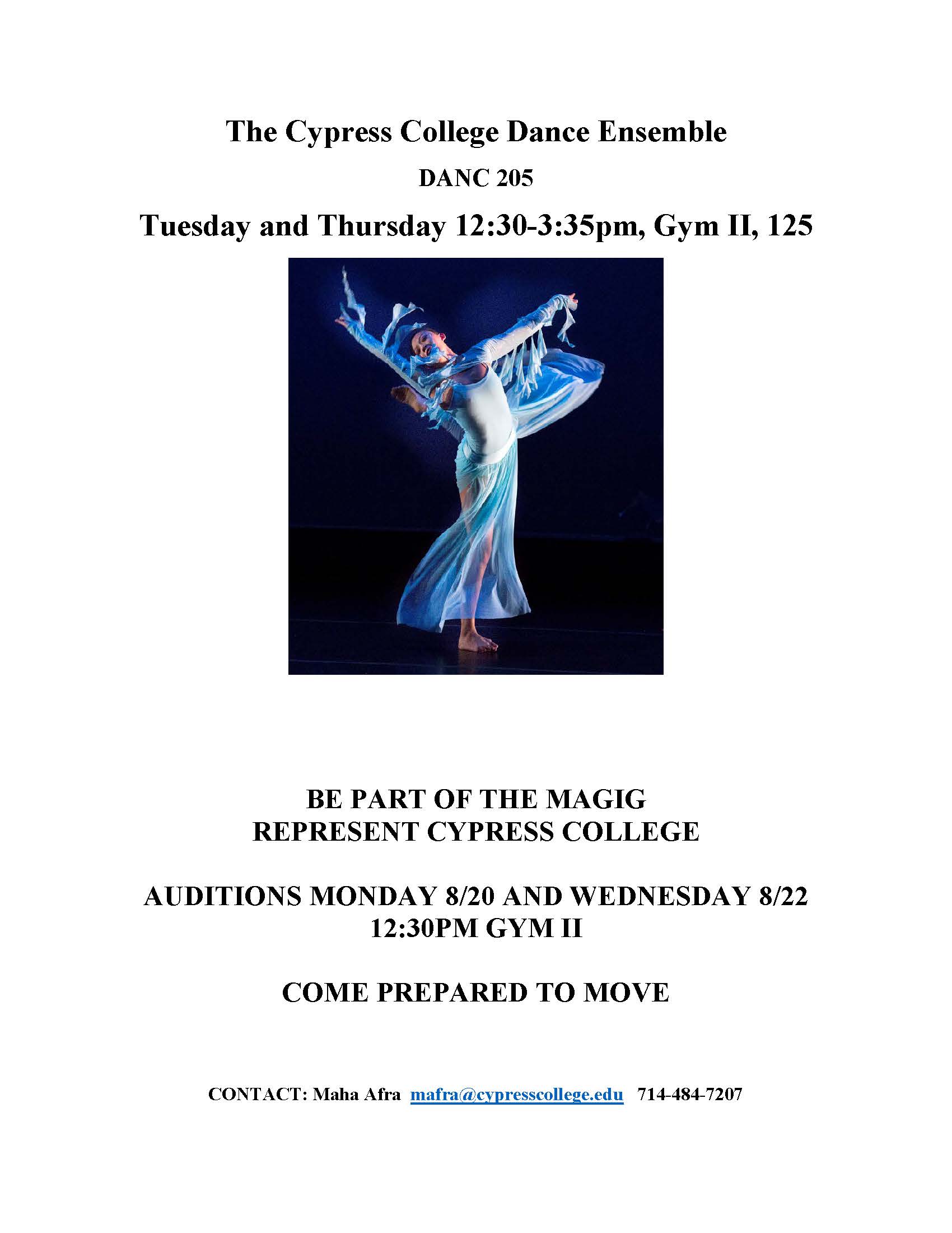 The Cypress College Dance Ensemble flyer.