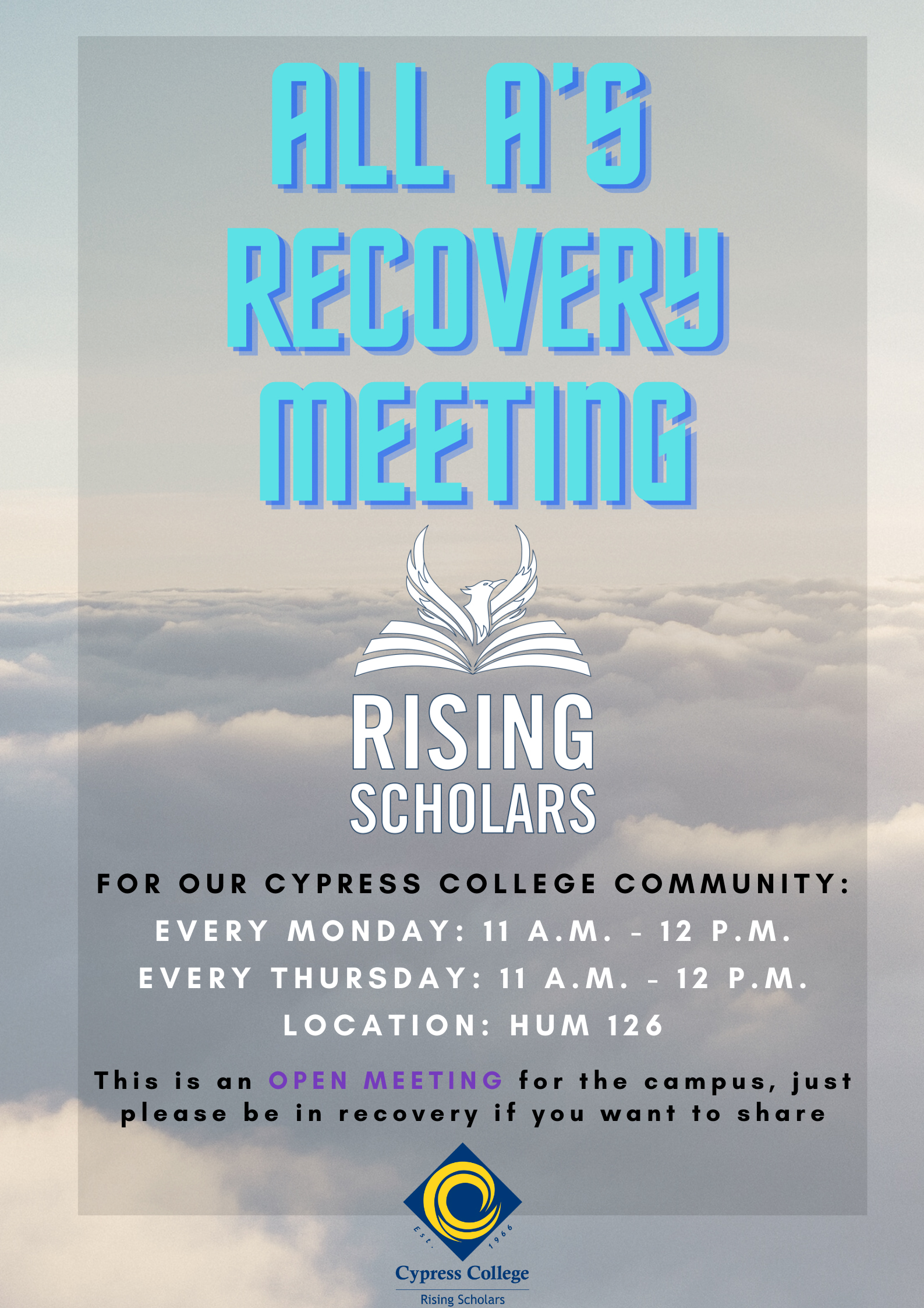 A flyer for All A's Recovery Meetings, the details of which can be found in this post.