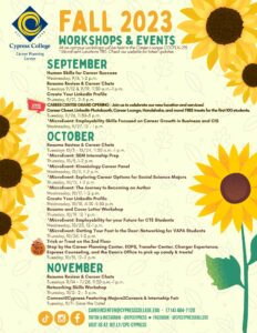 Career Planning Center Fall events flyer