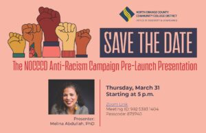 Save the Date flyer for Anti-Racism Event