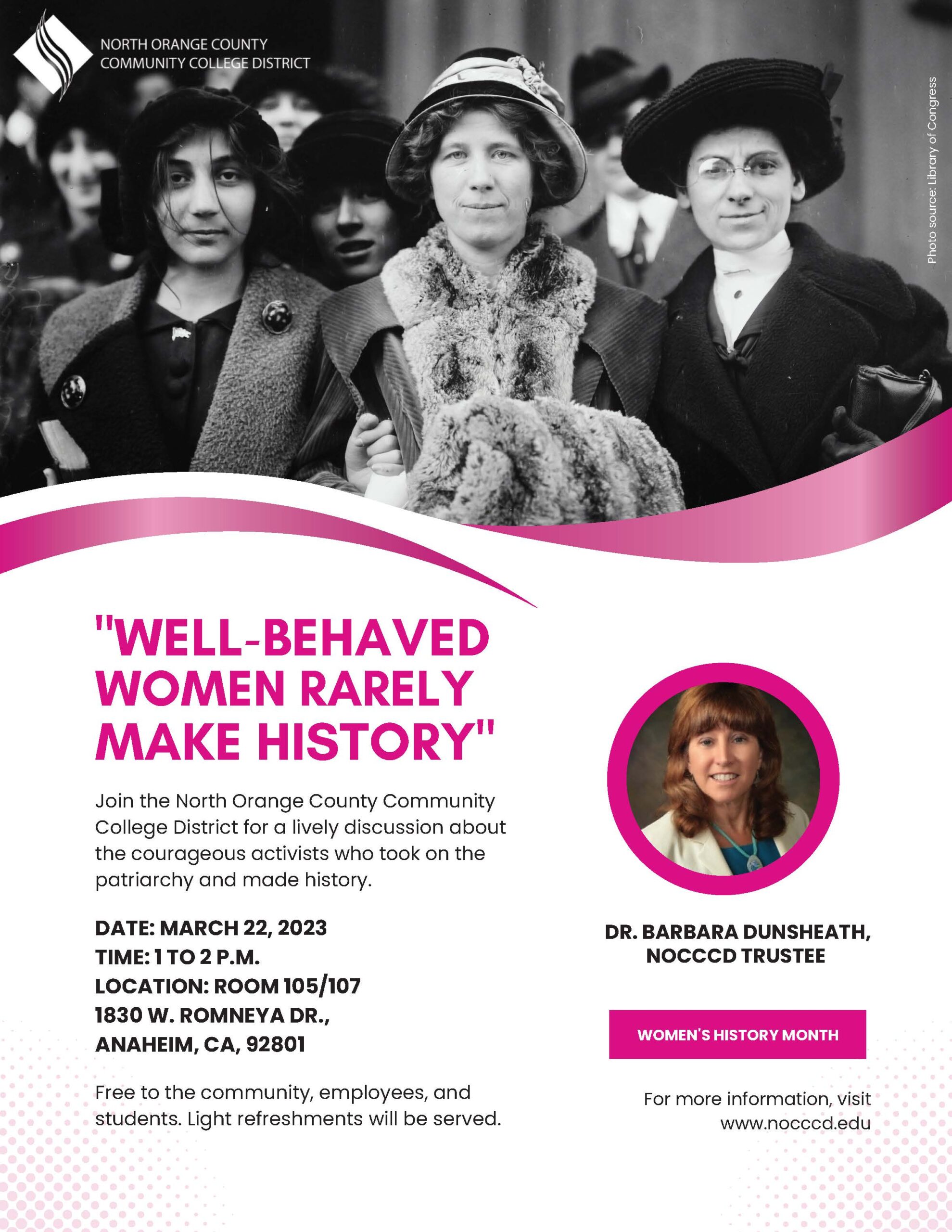District Women's History Month event flyer
