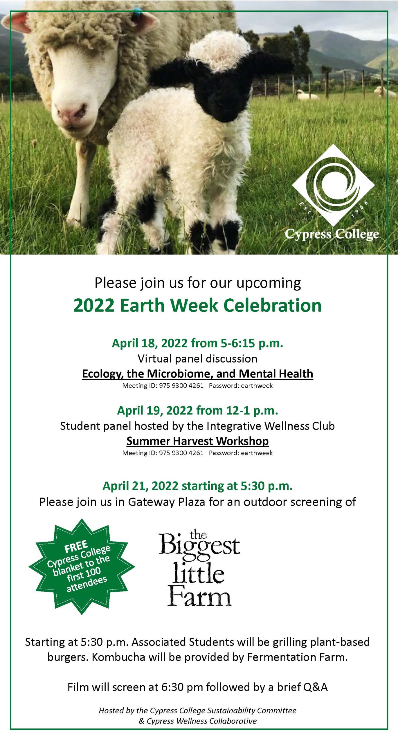 Earth Week events flyer