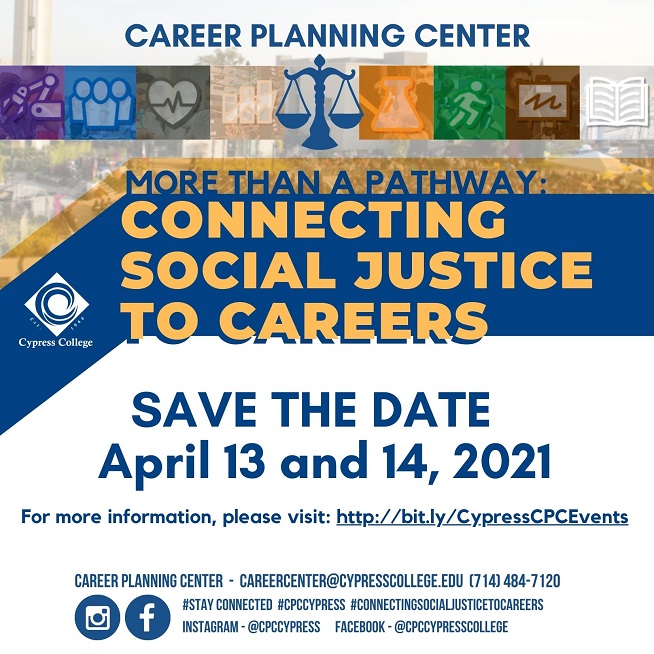 Connecting Social Justice to Careers Event Flyer