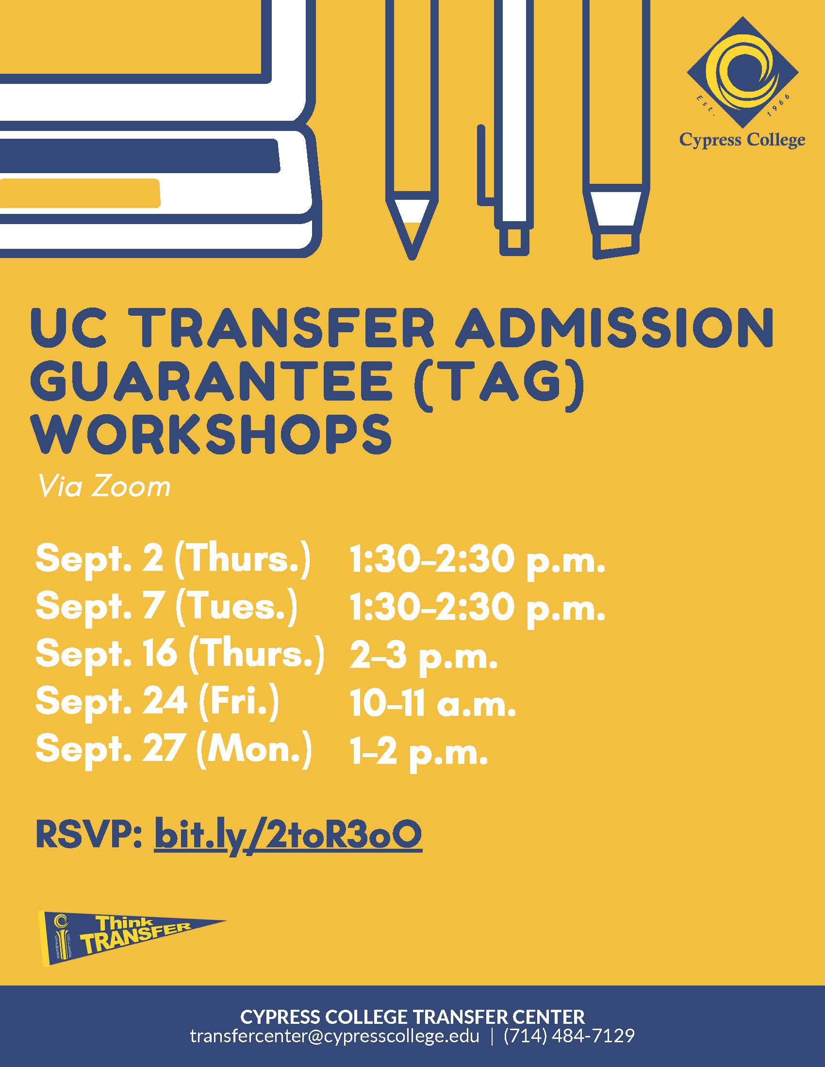 UC Transfer Admission Guarantee workshops flyer