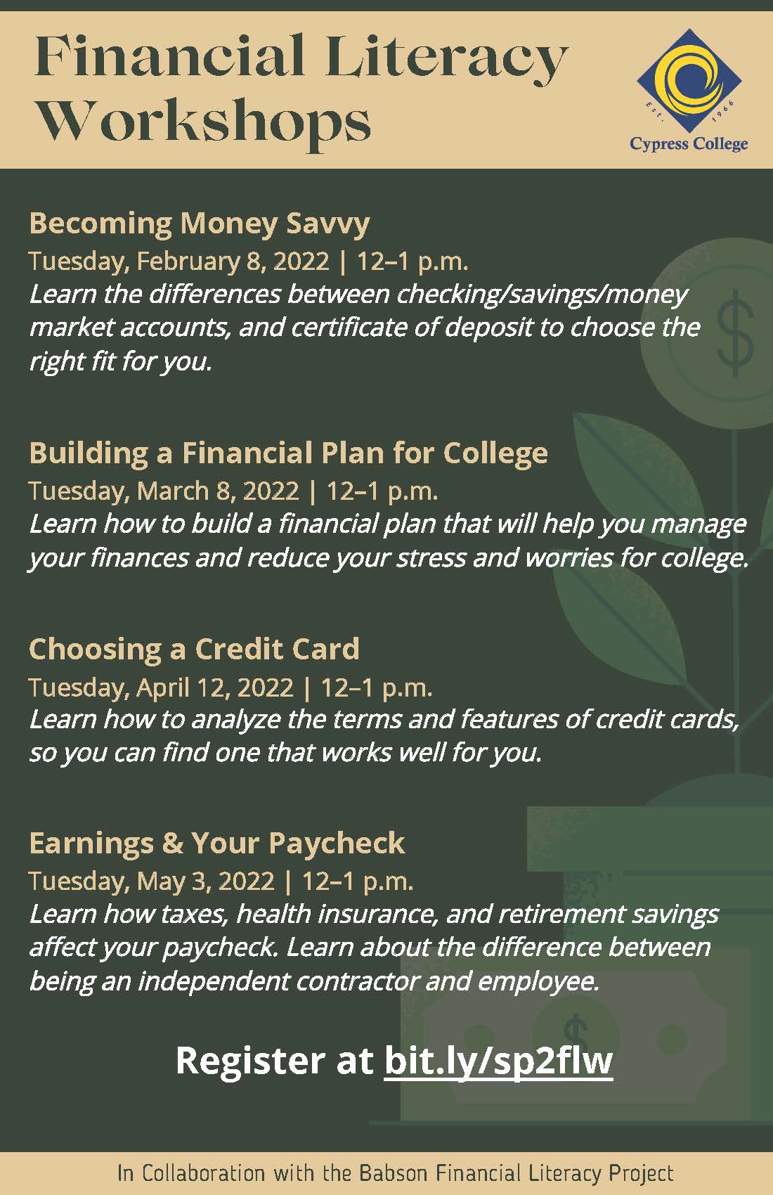 Financial Aid Financial Literacy Workshops