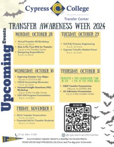 flyer depicting information for transfer week