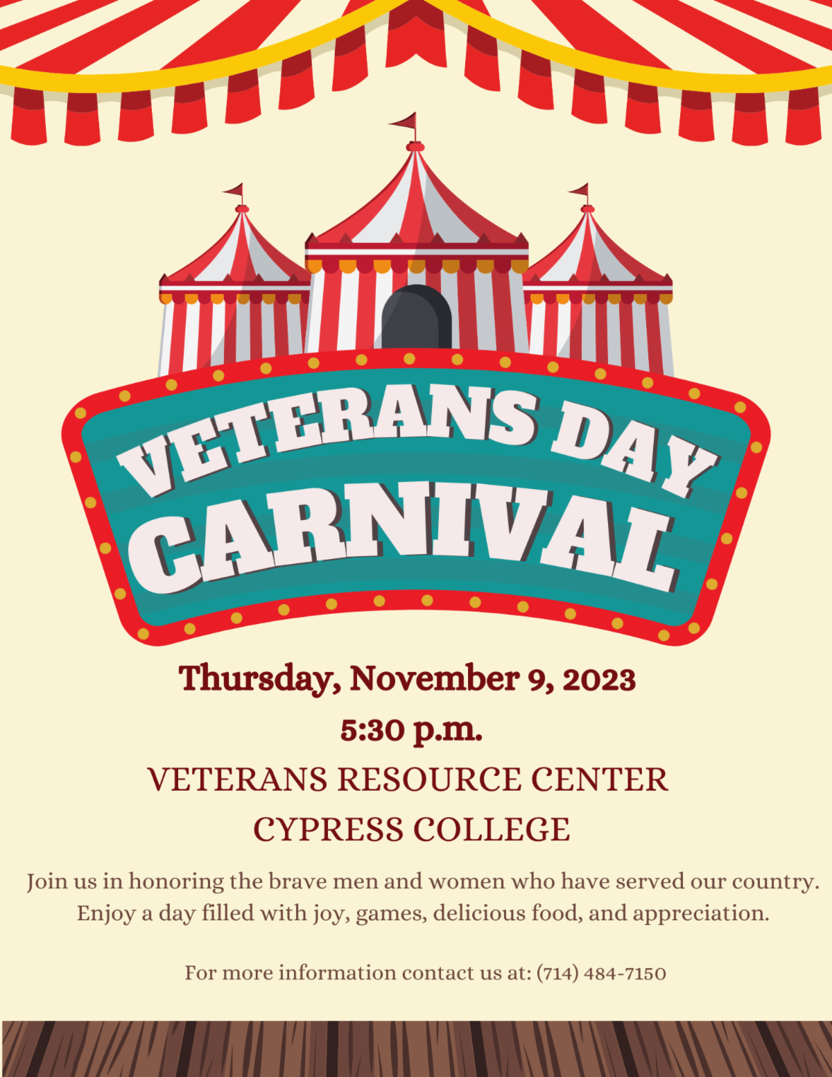 Veterans Day Carnival event flyer