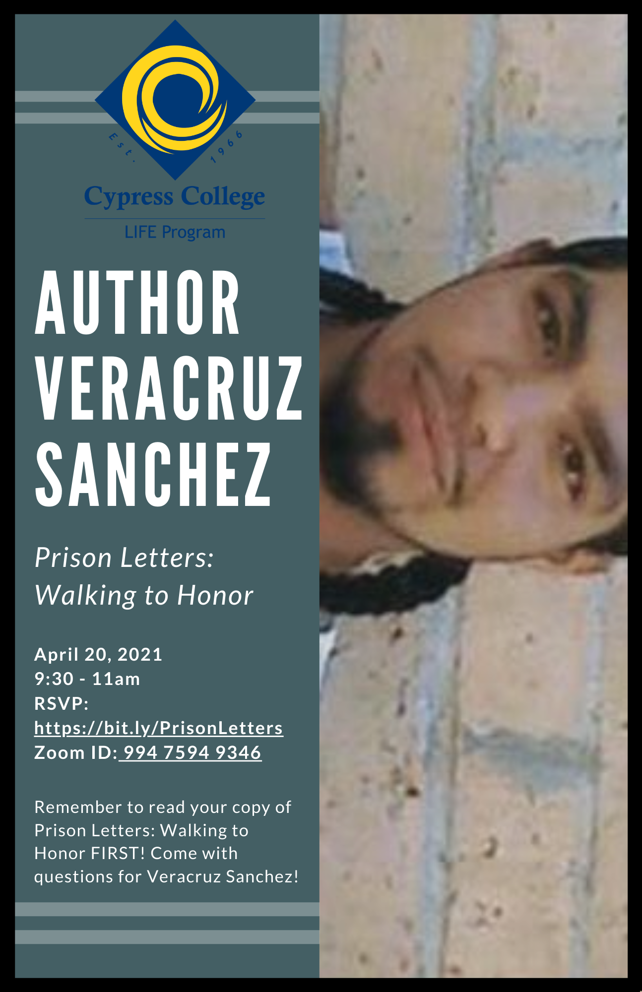 Author Veracruz Sanchez event flyer