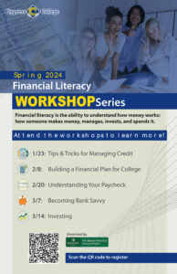 A flyer for a financial literacy workshop series, the details of which can be found in the body of this post.