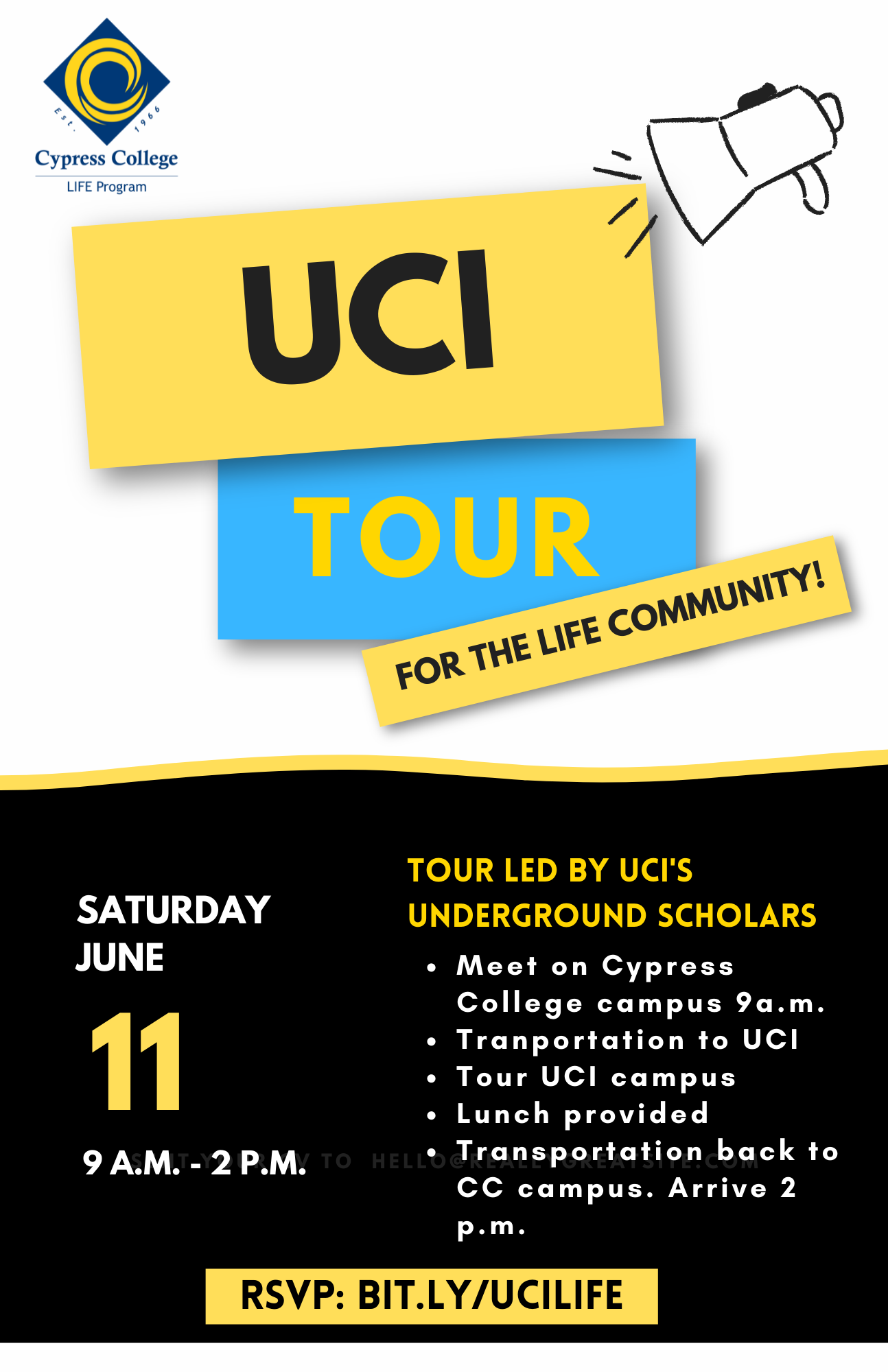 UCI Tour for the LIFE community flyer