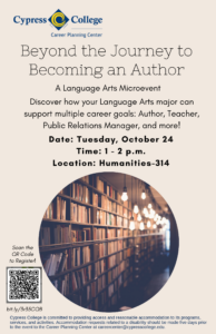 A flyer announcing a meeting for Language Arts majors, the text of which can be found in the body of this event posting.