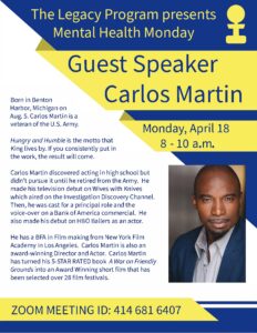 Legacy Guest Speaker Carlos Martin flyer