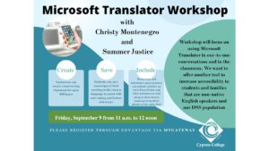 Microsoft Translator Workshop flyer