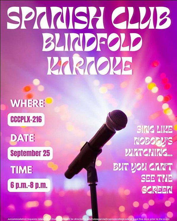 A flyer with a microphone on a purple background. Text for flyer is in the body of this webpage. 