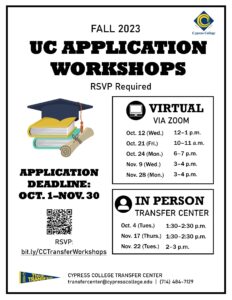 UC Application Workshops flyer