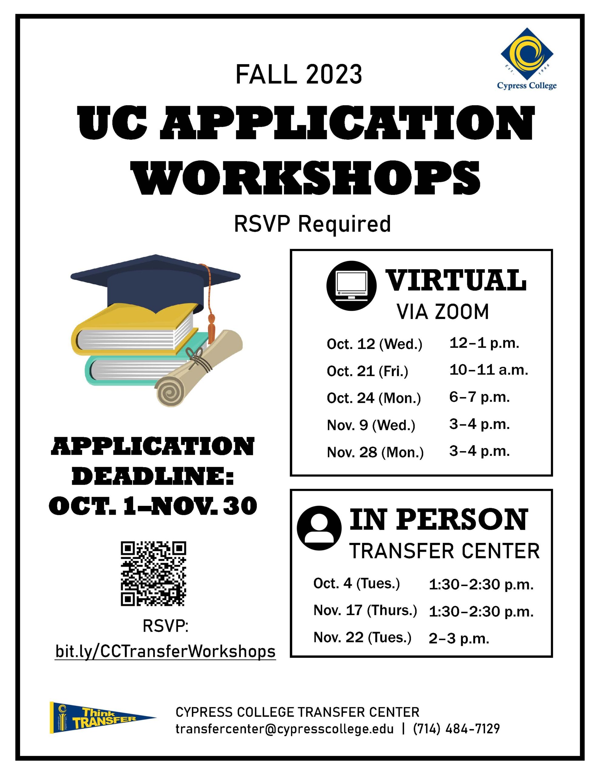 UC Application Workshops flyer