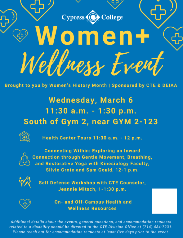 A flyer for Women's Wellness Event, the details of which are typed in this event posting. 