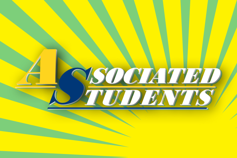 Yellow sunburst background with the words Associated Students