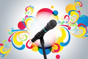 Microphone with a colorful background
