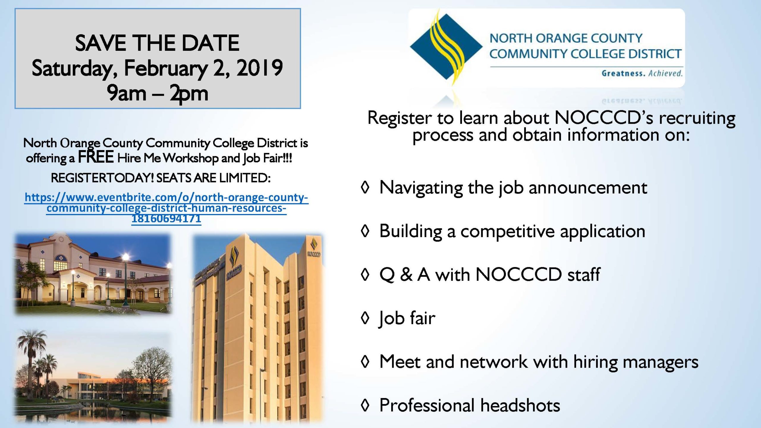 Save the Date NOCCCD Recruiting Information flyer.