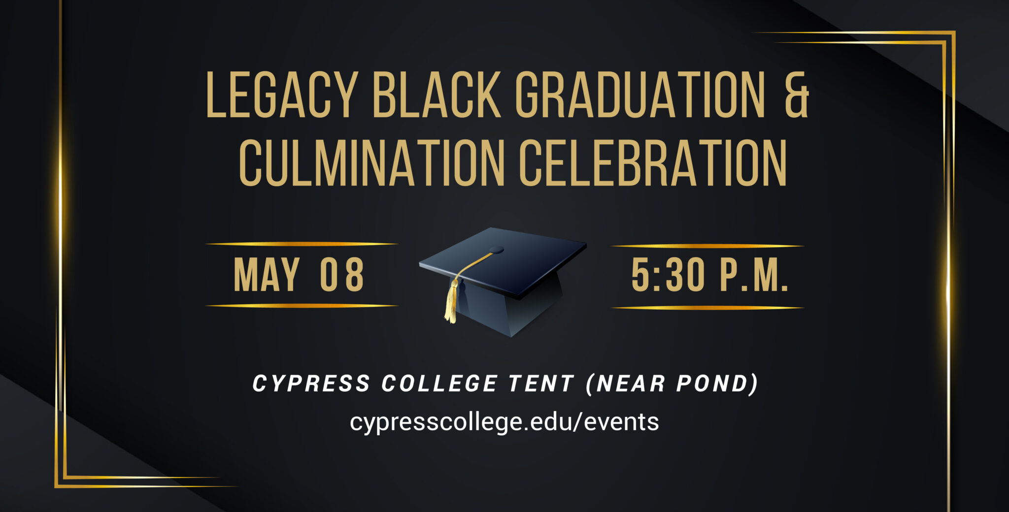 information about the legacy graduation on a black background with gold writing