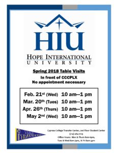 HIU Spring Table Visit flyer