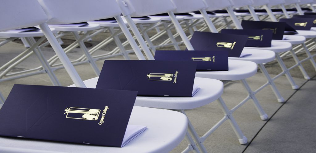 Commencement programs on chairs