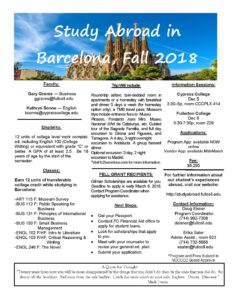 Study Abroad in Barcelona flyer