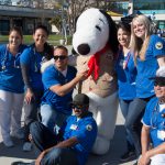 Health Science students and staff with Snoopy