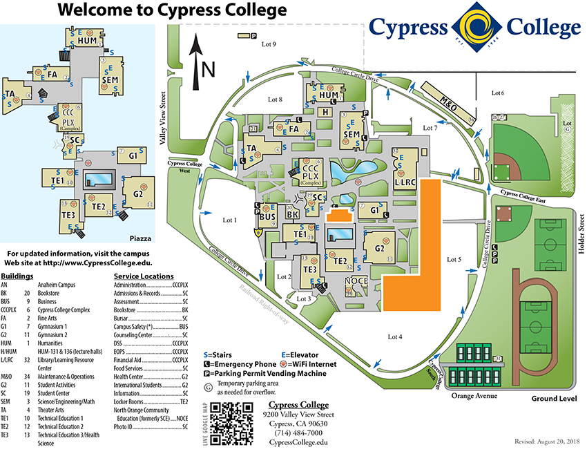 Campus map directions cypress college
