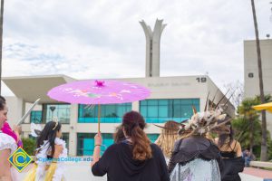 Mardi Gras parade facing Student Center.