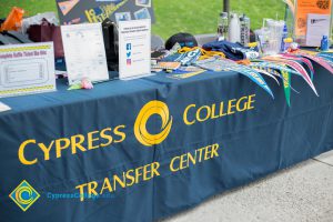 Cypress College Transfer Center table with items from various UC and Cal State colleges.