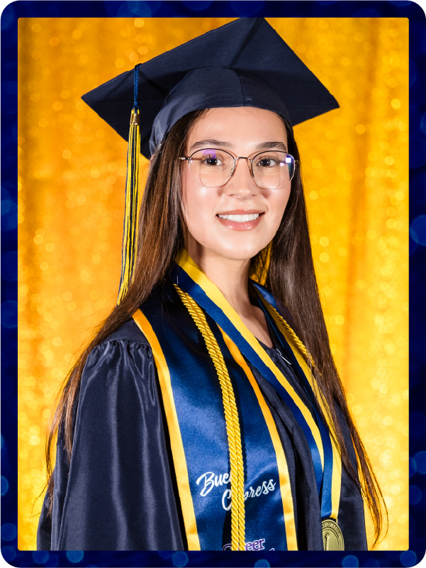Portrait of Esmeralda Alba in commencement regalia