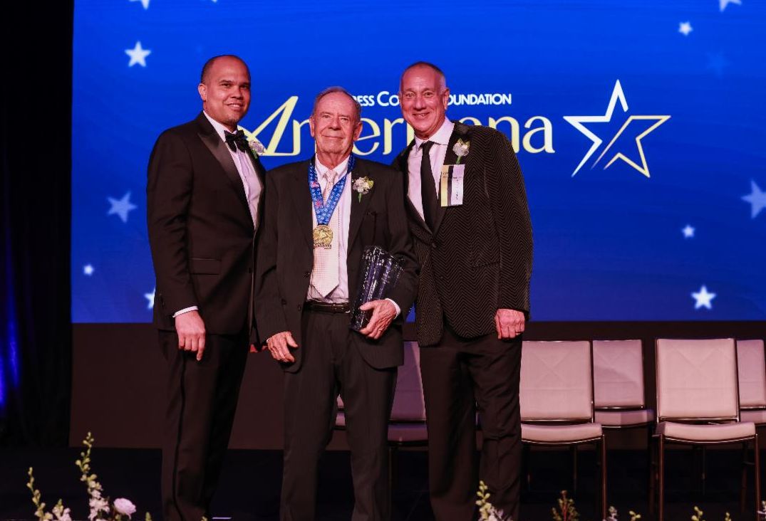 Dr. Scott Thayer, President, Cypress College; George Orff, Person of the Year; Curtis Scheetz, Cypress College Foundation Board President