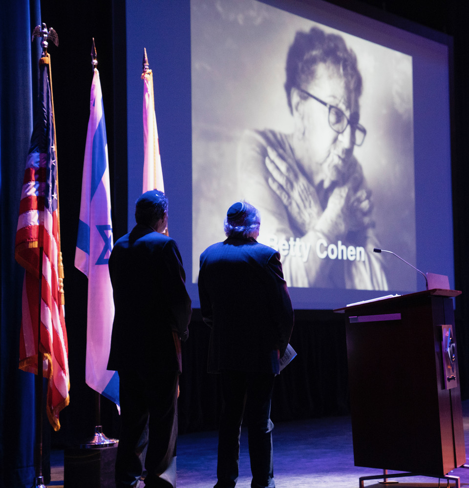 Clifford Lester is joined by Lou Fogelman on stage as they pay tribute to Lou’s “Aunt Betty.”