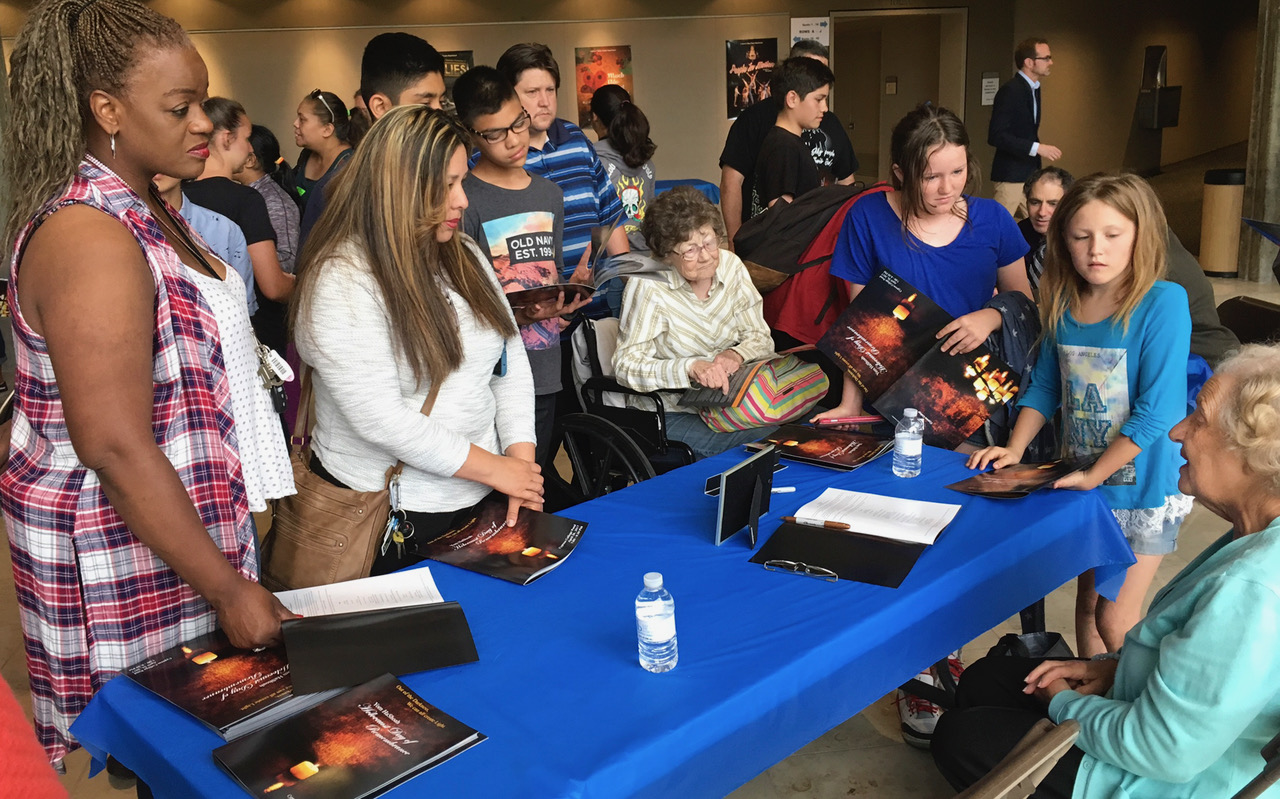 Survivor Sarah Schweitz shares with engaged students and community members.