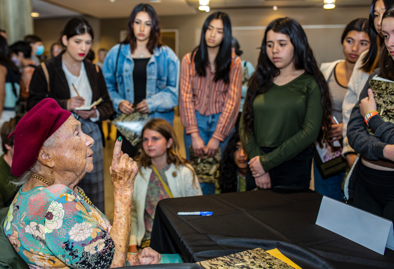 Holocaust Survivor Gerda Seifer shares her testimony with very interested students.