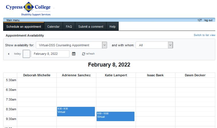 DSS Portal Book Appointment Locate Spot screen